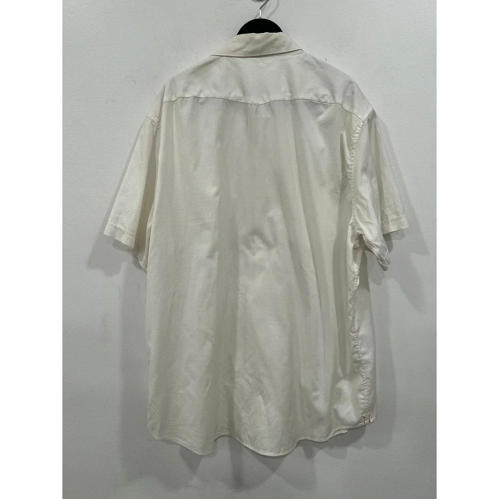 Banana Republic Shirt Pearl Snap Button Down Mens XL White Western Slim Fit